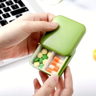 Mini caixa de comprimidos de viagem push-pull caixa de comprimidos portátil de 2 compartimentos