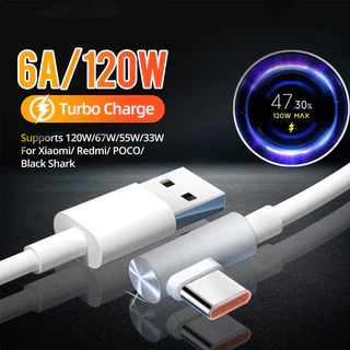 Cabo De Dados Tipo C De Ângulo Reto De 120 W , Carregamento Rápido 6A , Compatível Com Redmi K50 , Etiqueta Dourada Para