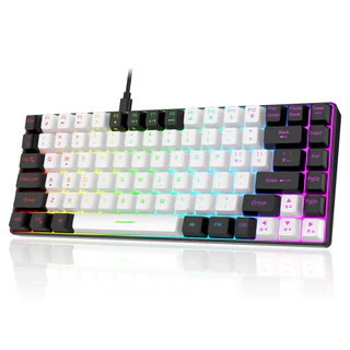 Mini Teclado com fio 84 chaves RGB Backlight Mini Compact USB-C Cabo de alimentação plugável