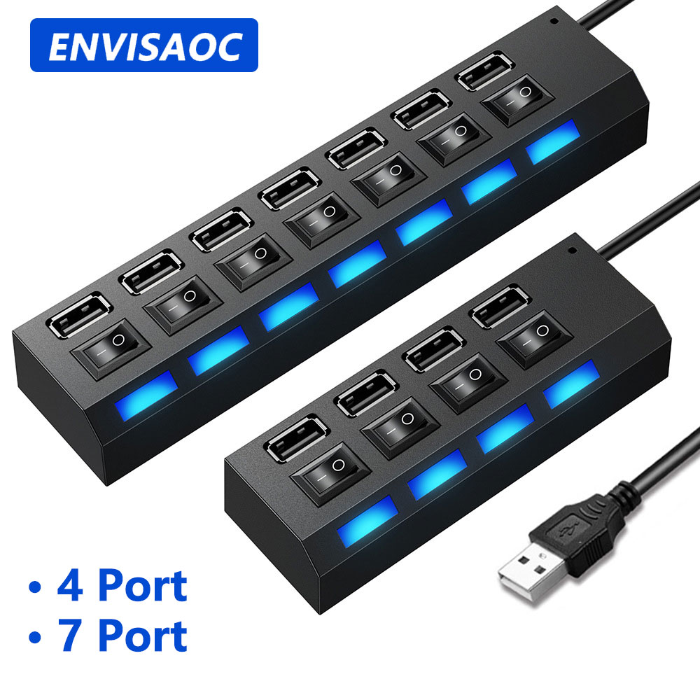 Divisor De Hub USB Com Interruptor Individual Adaptador Multi-Portas ...