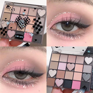 20 Paleta de Sombra Colorida Hey Heart Hot Girl Pearlescent Matte Blue Pink Smoky Maquiagem Fumada Adequada para a Festa de Halloween do Dia dos Namorados