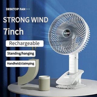 Kipas Mini Ventilador De Mesa Portátil Clip Suspenso Vento Forte Recarregável