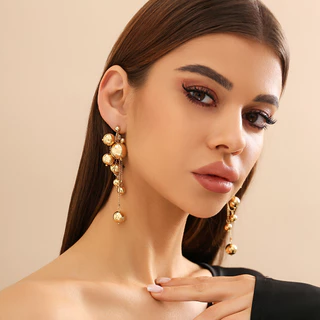 Elegante Grandes Borlas De Bola CCB Brincos De Gota Para Mulheres Longos Senhoras Da Moda Acessórios De Pendurar Jóias De 2024 Presentes Meninas Femininas