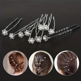 20pcs Clip de Cabelo Nupcial Clip de Cabelo Pérola em forma de u Clip de Cabelo em forma de u / Flor de Rhinestone High-End Hair Fork /Classic Elegante Pente de Cabelo All-Match
