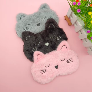 1pc Cute Blackout Sleeping Cover Eyes Plush Eye Mask Mulher Homens Tamanho Livre Moda 3D Cat Pattern Máscara Para Dormir Elástica Escritório Nap Restos Viagem Venda Portátil