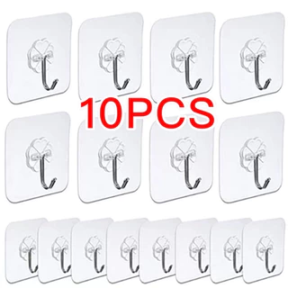 1/10Pcs Gancho Adesivo De Parede Reutilizável Anti-Derrapante Sem Traço Para Cozinha De Banheiro
