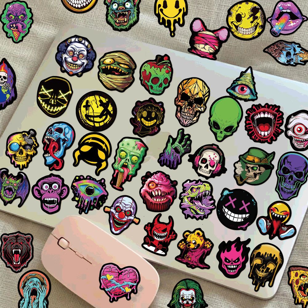 50Pcs Ghostface Crânio De Arte Pessoal Estilo Adesivo Para Bagagem De laptop Capacete De Guitarra Decorativo À Prova D'água