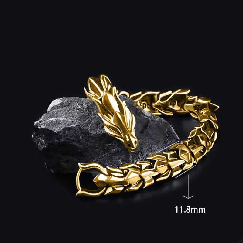 Moda Hip-hop Rock Aço Inoxidável Ouro 18K Dominativo Dragão Padrão Festa Jóias Acessórios