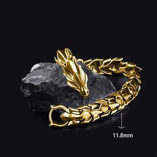 Moda Hip-hop Rock Aço Inoxidável Ouro 18K Dominativo Dragão Padrão Festa Jóias Acessórios