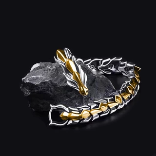 111,8mm Largura Homens E Mulheres Moda Homem Mulher Cabeça De Dragão Vintage Bracelete De Ligação De Corrente De Ouro Prata Pulseira Jóias Presentes