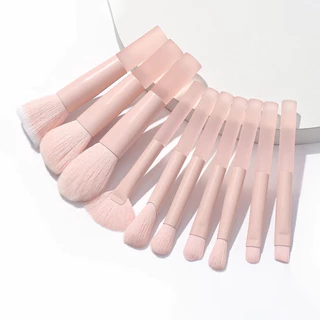10pcs Pink Transparent Peach Color Conjunto de escovas de maquiagem profissional cor-de-rosa para iniciantes Conjunto de escovas de maquiagem para estudantes iniciantes Dedicado à fábrica Venda direta Conjunto de viagem portátil 