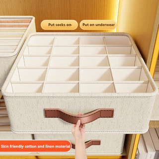 Caixa Multifuncional Para Arrumação De Roupas Íntimas De Dormitório Com Compartimentos-Tianshan Hemp Underwear Organizer Chest