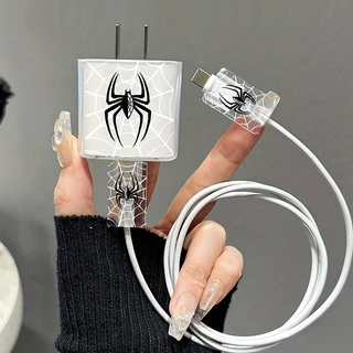 Conjunto de 3 Peças Cobertura do Cabeçote de Carregamento Rápido 20w/18w para Apple Aranha Preta