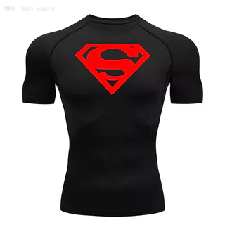 Super-Homem Esportes Masculinos Top Manga Curta Camiseta De Corrida Compressão Ginástica De Secagem Rápida Camisetas Esportivas Masculinas De Verão