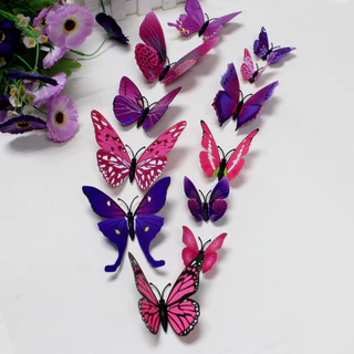 Um Conjunto De 12 Peças De Borboletas 3D , Arte De Parede De Quarto , Adesivos De Decoração Diy Para Casa
