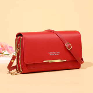 Nova carteira feminina Carteira de senhora Carteira de grande capacidade Bolsa de ombro com múltiplas grades Bolsa de moedas com embreagem longa