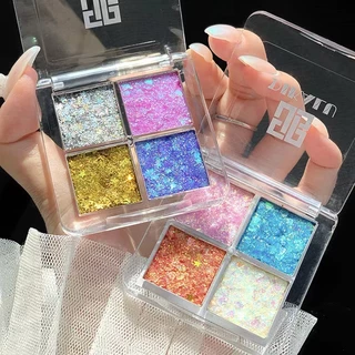 Paleta de 4 Cores Sombra de Lantejoulas Sombra de Lantejoulas Brilhante Perolada Sombra de Lantejoulas Brilhante Adequada para Maquiagem de Palco