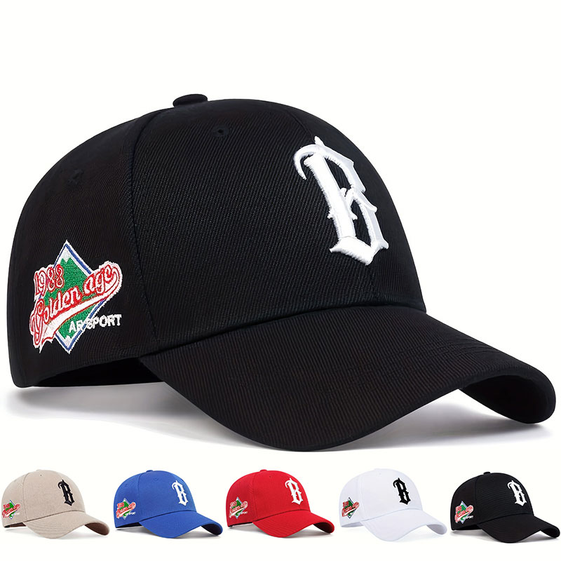 Unisex Letter B Side 1988 Bordados Ajustáveis Hip Hop Baseball Hat Spring Autumn Outdoor Sport Travel Para Mulheres Homens