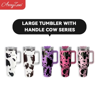 1pc , ANYZOO Tumbler Com Cabo , Palha E Tampa , Copos De Água De 40oz Leopard Print Heavy Duty , Frascos Parede Dupla De Aço Inoxidável Isolados À Prova De Vazamentos Padrão Brilhante A Vácuo