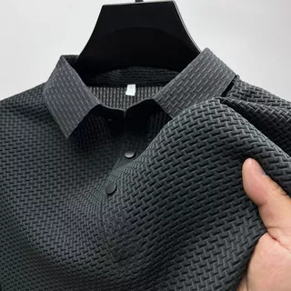 Elasticidade De Seda De Alta Qualidade Camisas Polo De 2024 Camisetas De Verão Tendência Homens Respiráveis Negócio De Roupas De Manga Curta Marca De Luxo
