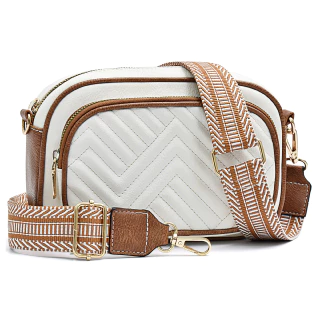 Mini Bolsa Acolchoada De Corpo Cruzado , Quadrada De Alça Larga Da Moda Feminina De Couro Para O Ombro