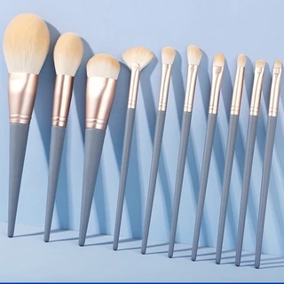 10 Conjunto de Escova de Maquiagem Blue Bridge Conjunto de Escovas de Maquiagem Estudantes Barato Super Macio Corante de Destaque para Cabelos Loose Foundation Escova de Sombra Portátil Conjunto Completo