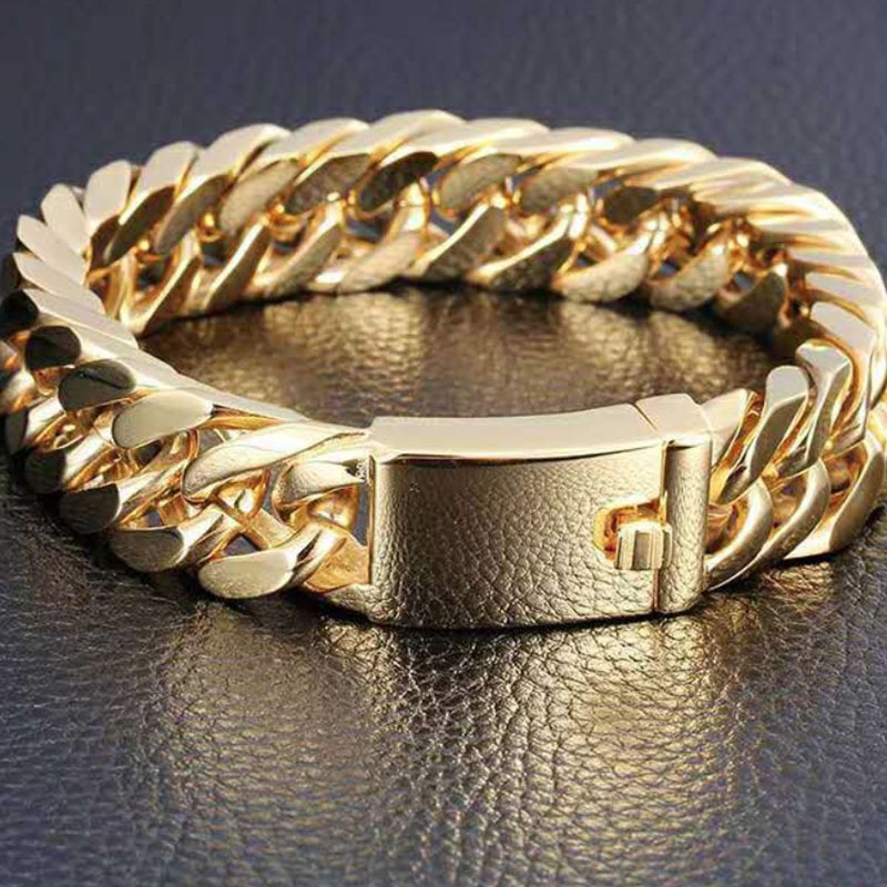 Pulseira De Corrente Cubana ultra-Grossa Para Homens , Elegante E Dominadora De Revestimento A Vácuo