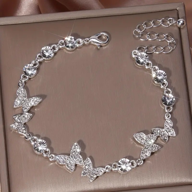 Pulseira Borboleta Zircon Pulseira Borboleta Influenciadora Feminina Versão Coreana Simples Temperamento Personalidade Pull-out Adju