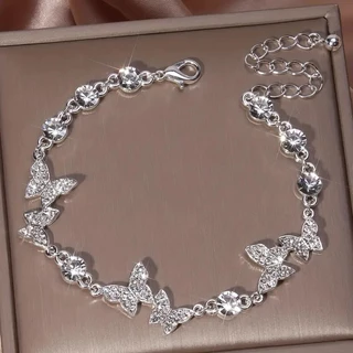 Pulseira Borboleta Zircon Pulseira Borboleta Influenciadora Feminina Versão Coreana Simples Temperamento Personalidade Pull-out Adju