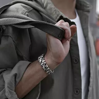 Pulseira Masculina irregular De 1 Peça Tecida À Mão Com Personalidade Retrô De Nicho Aberto De Grande Porte Na Moda