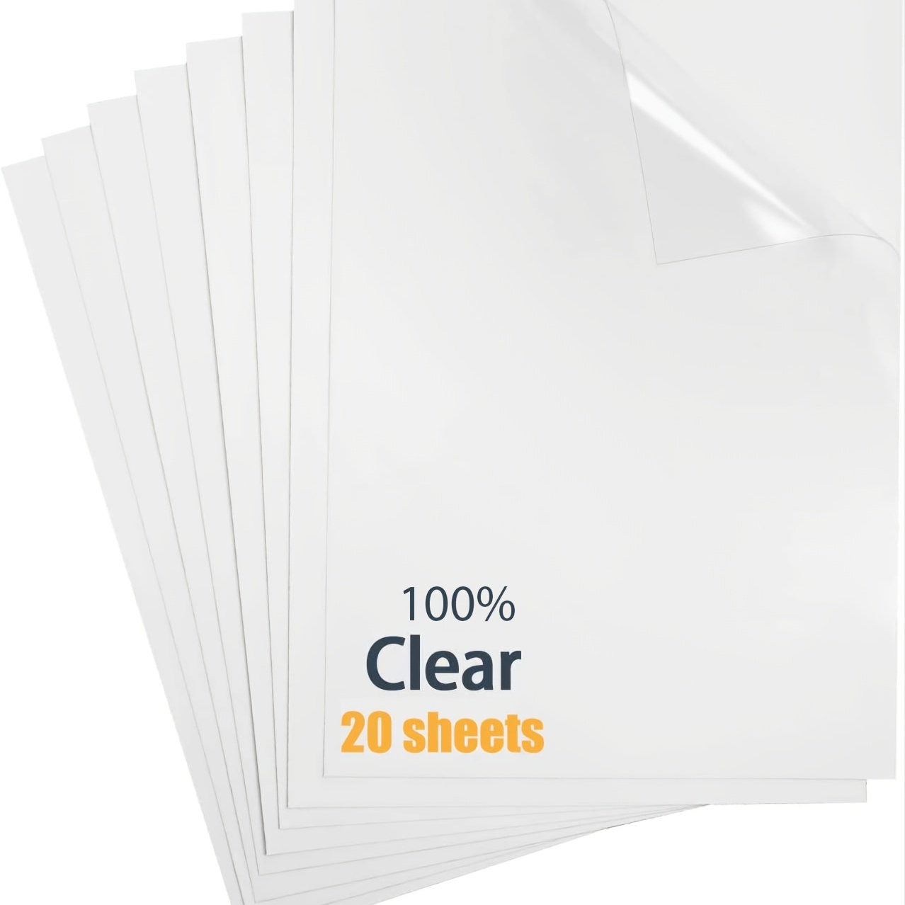 (20 Folhas) Papel Autocolante 100 % Transparente Para Impressora A Jato De Tinta-Brilhante 8,27 x 11,7-Vinil Impressão Cricut/Adhesive/Clear Sheets Labels