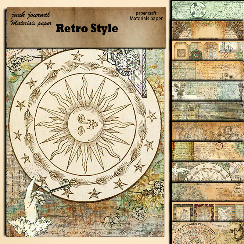 12folhas Material De Alquimia Medieval Tamanho Grande Papel Retro Jornal Decoração Diy Tools Papelaria Estudantil Artesanato