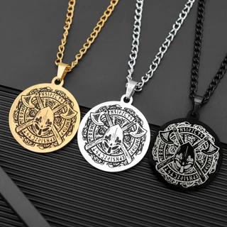 Machado de Batalha Punk Retro Viking Odin Inoxidável Aço Titânio Colar Presente de Férias Jóias para Homens e Mulheres