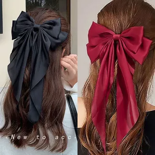 Grampo De Cabelo Big Bow Hairpin Streamer Top Clip Cabeleireiro Feminino Super Fairy Net Cartão Vermelho Na Parte De Trás Da Cabeça Acessórios De Ornamento Capilar