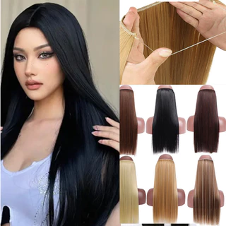Extensão De Cabelo Longo Liso Linha De Pesca Invisível Sem Clipes Sobre Moda Feminina