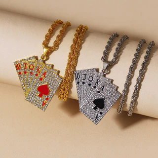 Liga de Diamante Completo Hip-Hop Cartas de Jogo Colar Liso Colar de Moda Exclusivo