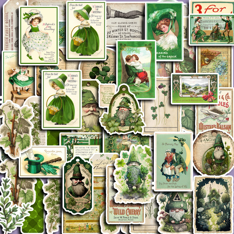50pcs Lucky Green Stickers Diy Computer Washi Scrapbooking Papelaria Artesanato