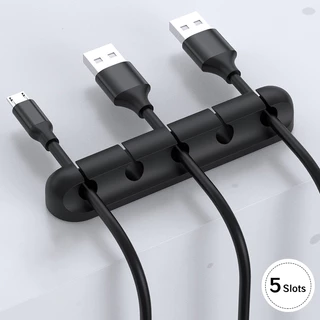 1Pc Suporte De Cabo De Mesa , Gerenciador , Clip De Fio , Organizador Silicone Adesivo Para Desktop , Carro , Casa , Escritório (Preto)