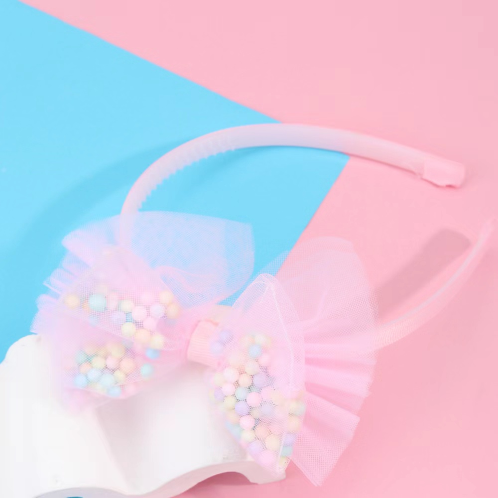 Pink Shaker Bows Headband Fita De Cabelo Bola De Princesa Fancy Hair Band Para Acessórios De Hoop Meninas