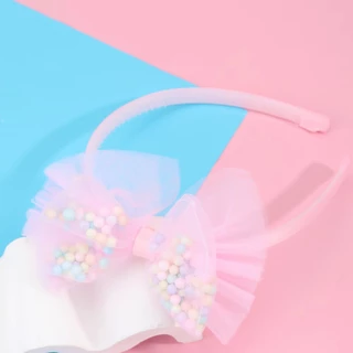Pink Shaker Bows Headband Fita De Cabelo Bola De Princesa Fancy Hair Band Para Acessórios De Hoop Meninas
