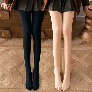 Calça De Outono E Inverno Feminina Tudo-Em-Um Com Pelúcia Meia-Espessa , Pernas Apertadas , Meias De Seda Pretas , Calças De Modelagem De Fundo , Colorida De Carne