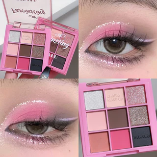 9 Paleta de Sombra Perolada Terra Mate Perolada Cor de Terra Fumada Rosa Preta Esmagada Maquiagem de Olho de Menina Quente Intermitente