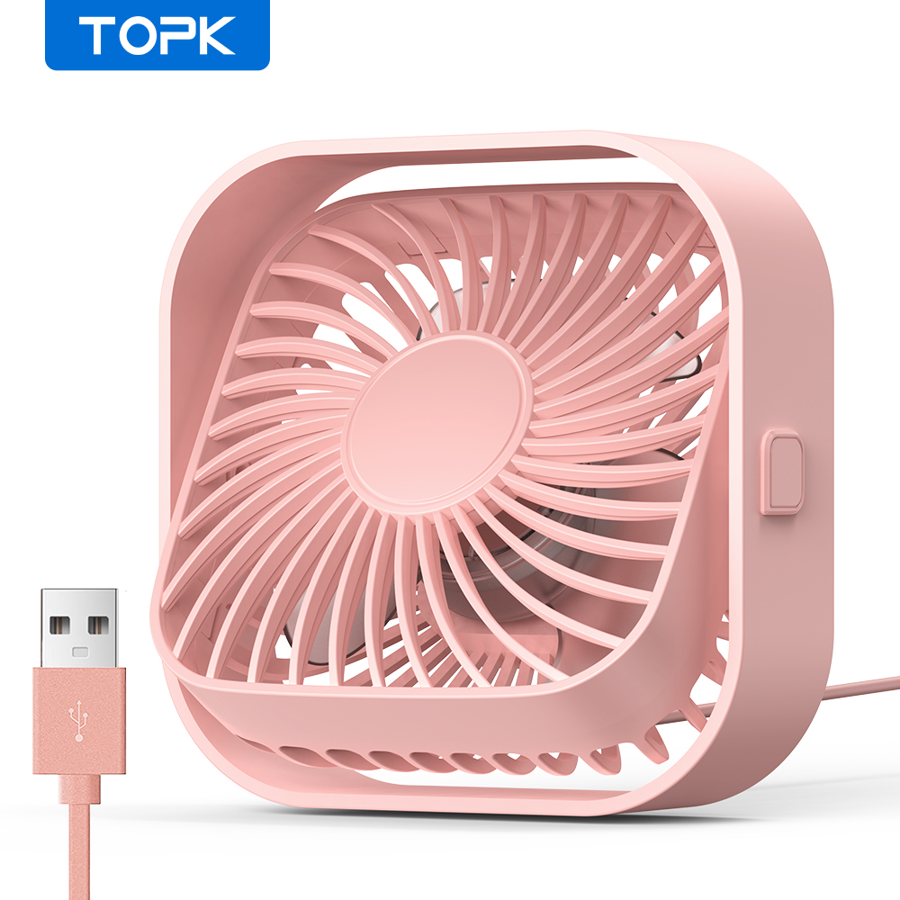 TOPK Ventilador De Mesa USB [Powered] Ajustável Mini Pequeno De Escritório Em Casa Portátil Recarregável Para Dormitório 1-Pack