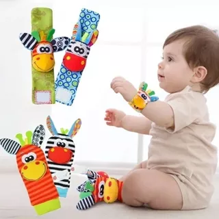 0-12 Meses Bebê Chocalhos Brinquedos Animais Meias Alça De Pulso + Chocalho Pé Bug Criança
