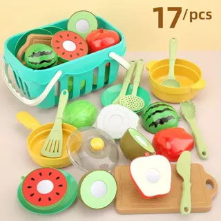 17 peças cortador de frutas brinquedos cozinha Playhouse corte acessórios vegetais cores aleatórias
