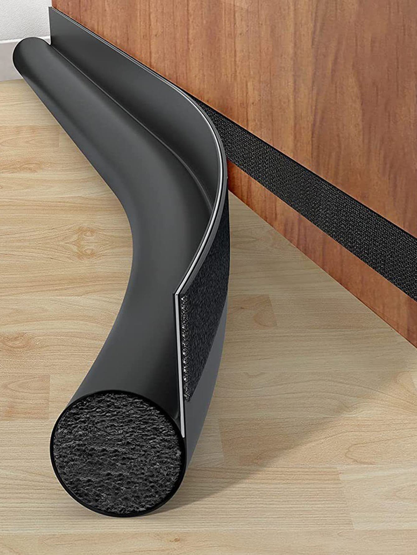 Uma Embalagem (Dividida Em 3 Seções) Costura De Couro Preto De Face De Velcro Para Portas E Fundo De À Prova De Vento Calor , Som Tiras De Vedação Insetos