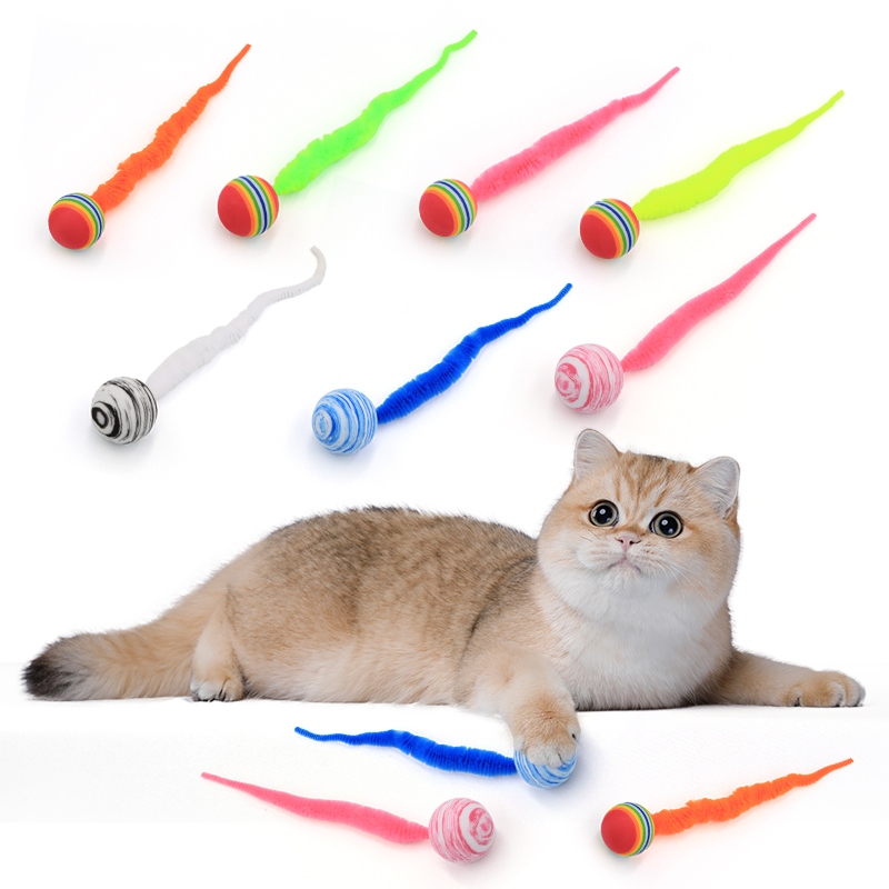 Bola de brinquedo de gato EVA com lagarta colorida resistente a arranhões e mordidas Interactive Funny Cat Toy