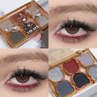 6 Paleta de Sombra Colorida Sombra de Trabalho Urso de Cisne Balé de Cisne Matte Fine Flash Pearlescent Smoked Gray Red Black Eyeshadow Wine Red
