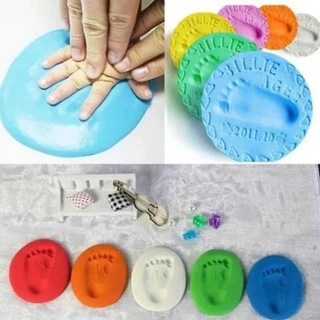 Baby Clay Handprint , Care Secagem A Ar Argila Macia Pegada De Mão De Bebê Kit De Impressão Tinta Para Pais E Filhos Almofada Presente De Brinquedo
