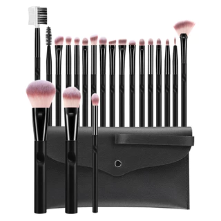 20 Conjunto de Escova de Maquiagem Profissional Preta Conjunto de Escova de Maquiagem Profissional Novato Escova Especial em Pó Solto Escova de Sombra Blush Foundation Escova de Lábios Escova de Lábios Escova de Olhos Saco de Armazenamento Gratuito